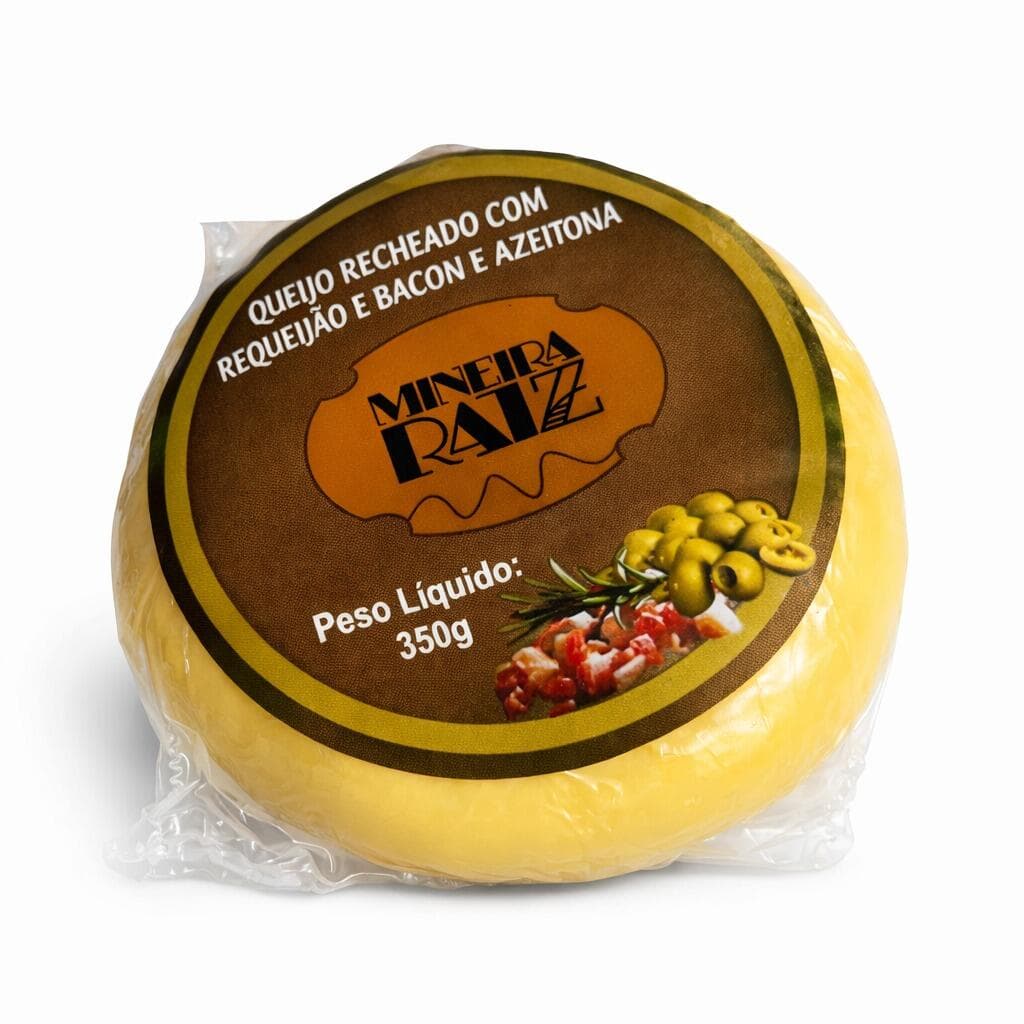 Queijo Trufado Mineiro (Recheado com Requeijão, Bacon e Azeitona - 350g)
