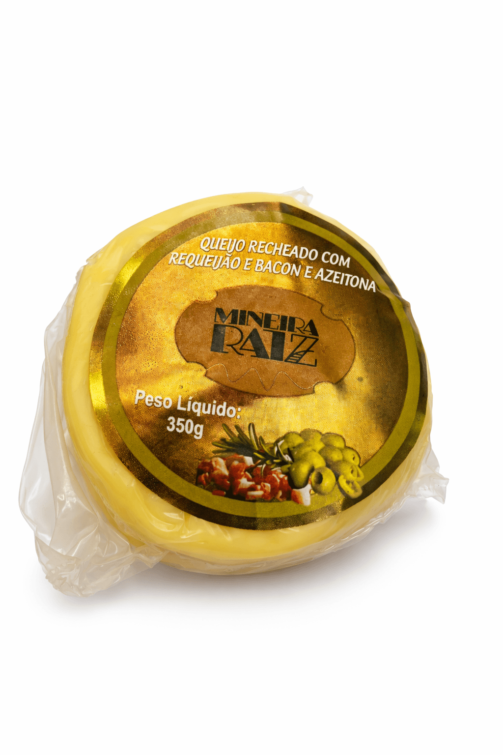 Queijo Trufado Mineiro (Recheado com Requeijão, Bacon e Azeitona - 350g)