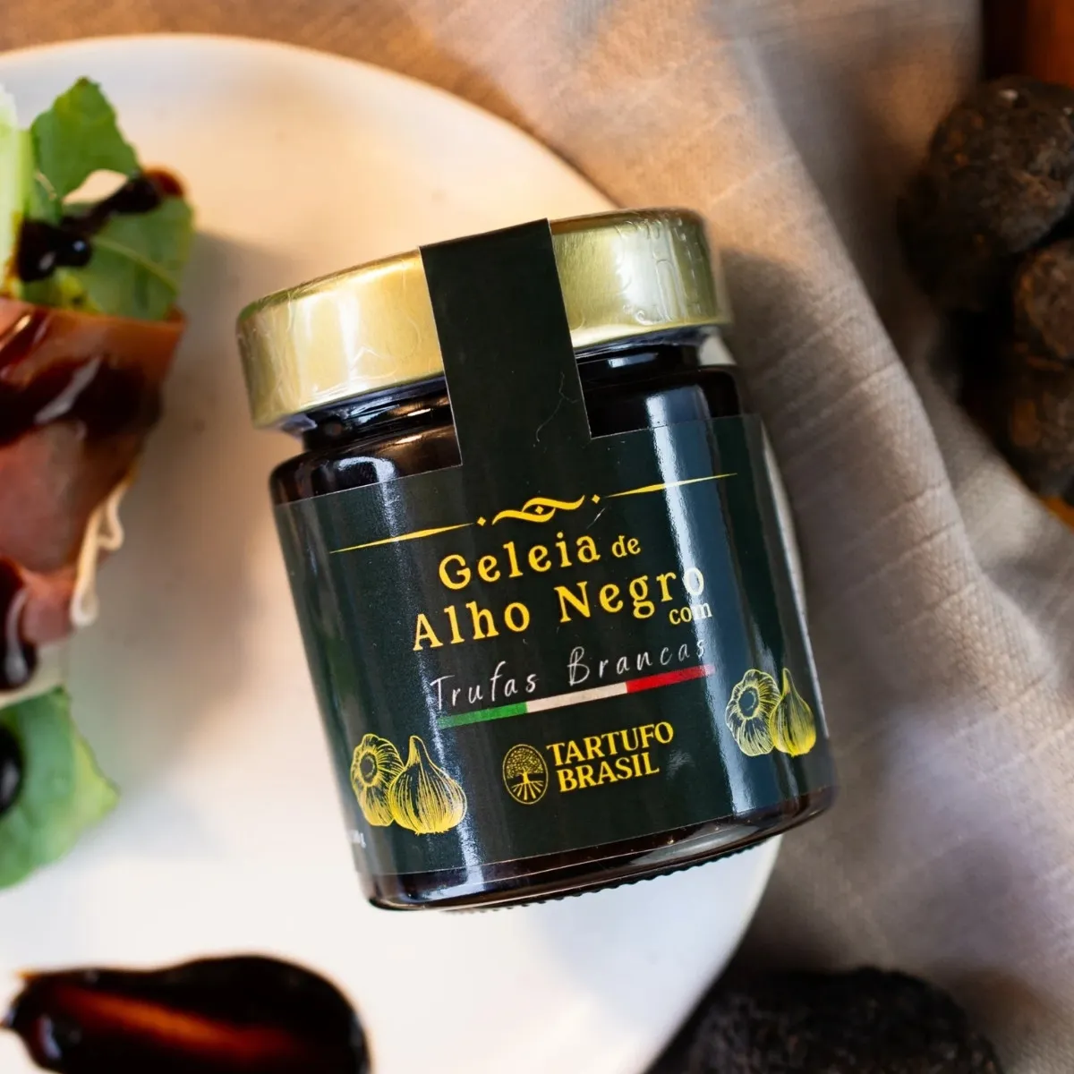 Geleia de Alho Negro com Trufas Brancas Tartufo Brasil (Gourmet)