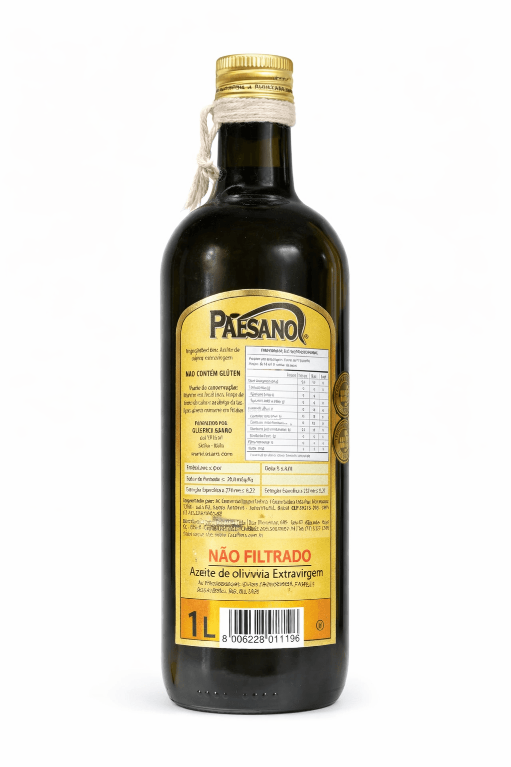 Azeite Extra Virgem Paesano Italiano - 1L Premium Não Filtrado