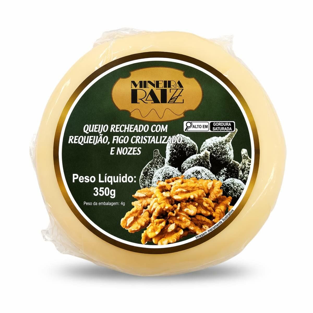 Queijo Recheado com requeijão, figo cristalizado e nozes - Tipo Serra da Estrela 350g