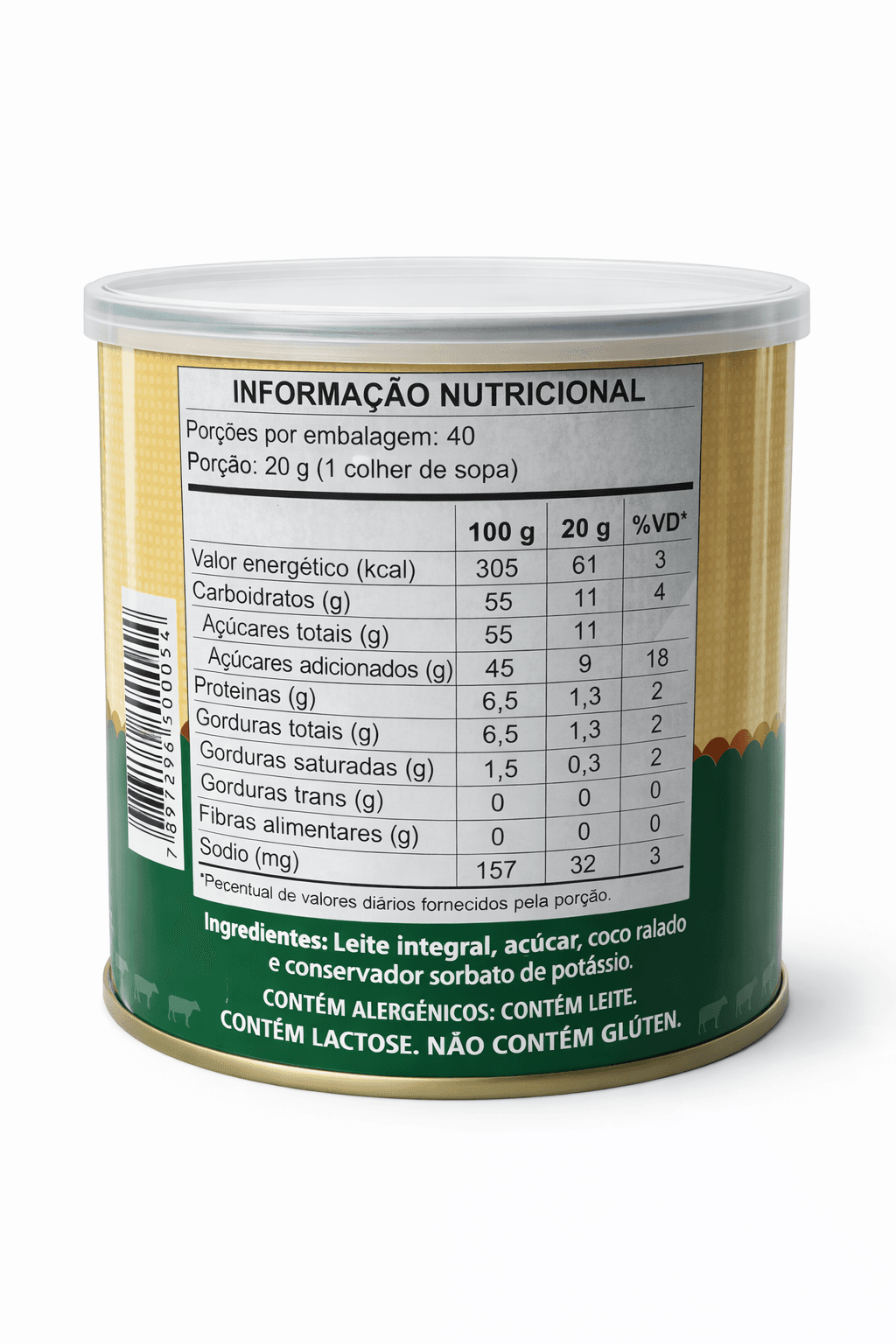 Doce de Leite com Coco Souvenir 800g  Premium Minas Gerais