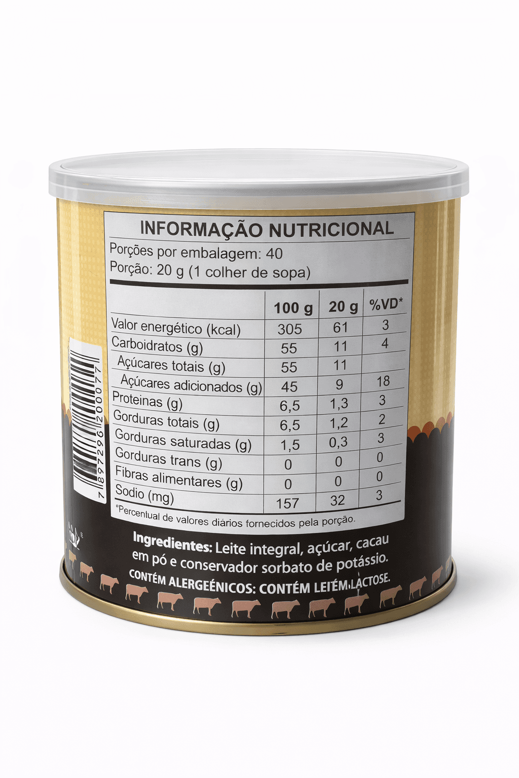 Doce de Leite com Cacau Souvenir 800g Cremoso Minas Gerais