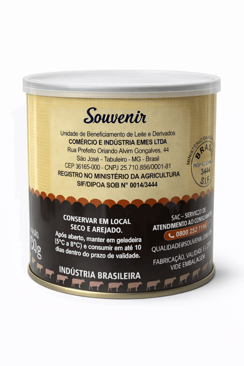 Doce de Leite com Cacau Souvenir 800g Cremoso Minas Gerais