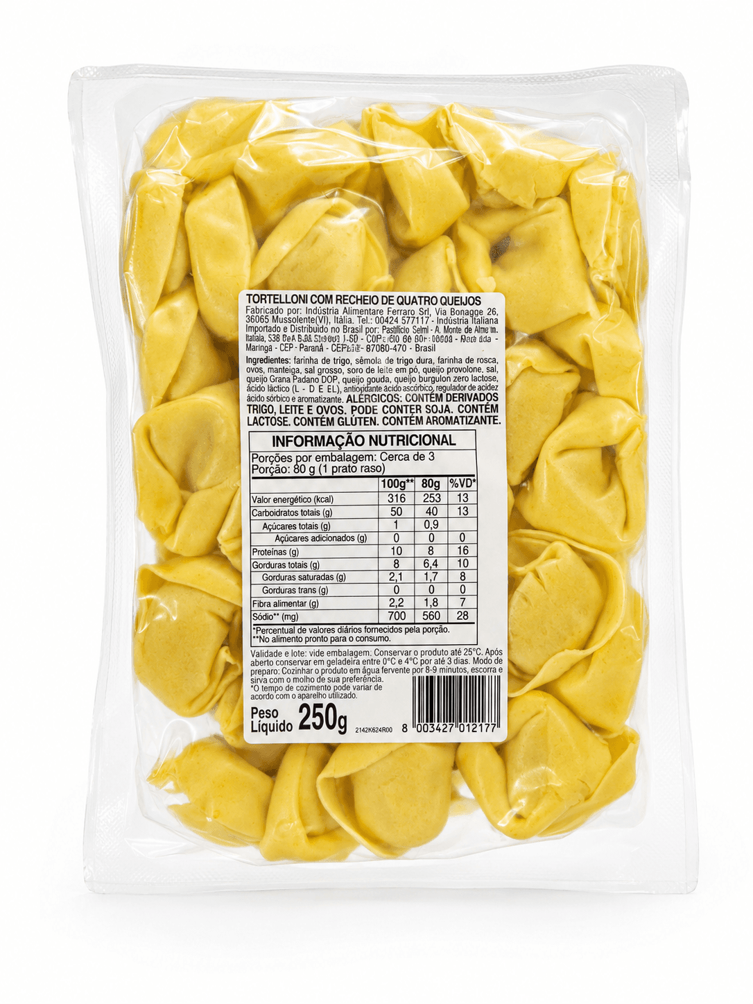 Tortelloni Italiano 4 Queijos 250g -Massa Recheada Premium Importada - Quatro Queijos Gourmet