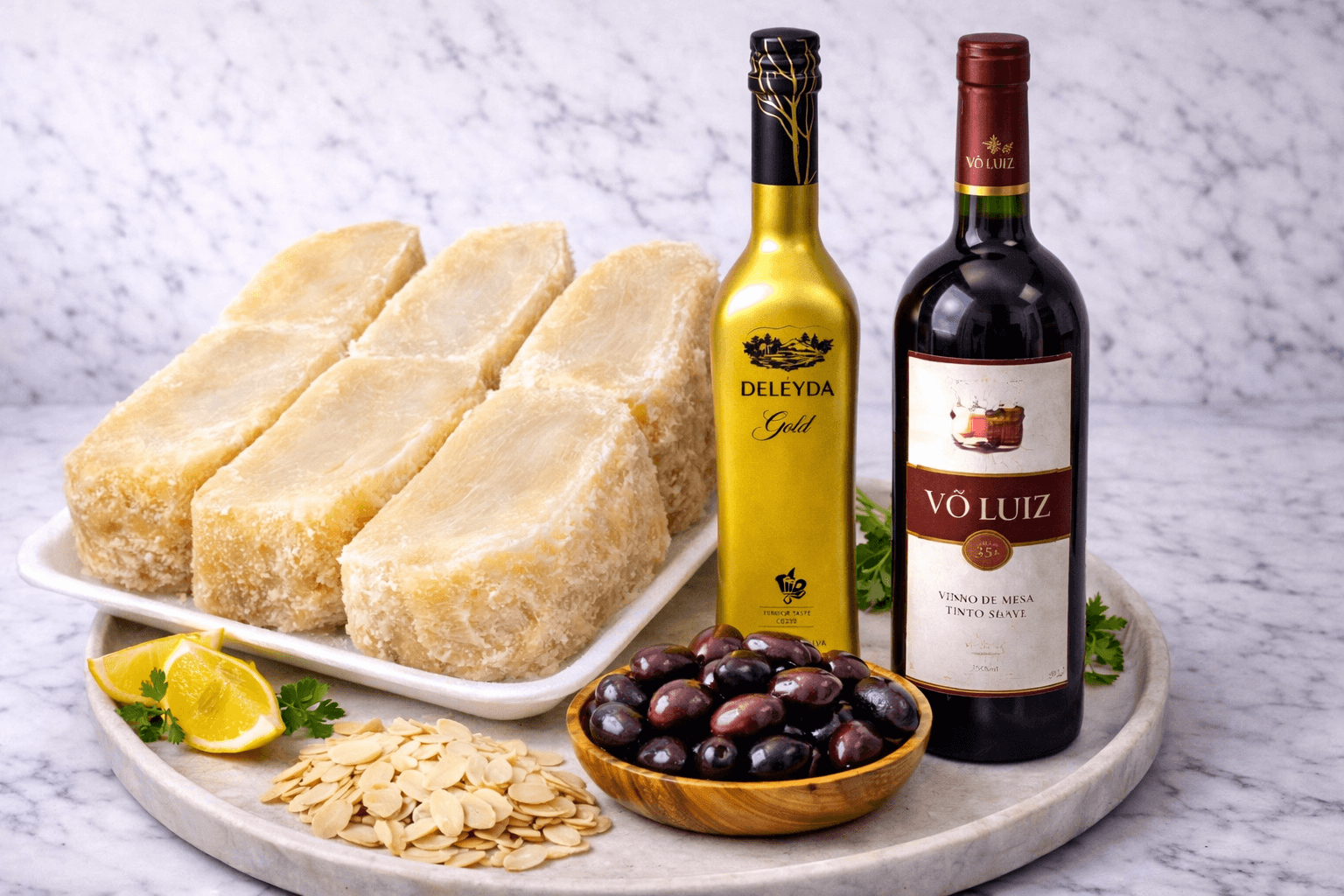 KIT BACALHAU GADUS MORHUA COM AZEITE EXTRA VIRGEM+ VINHO