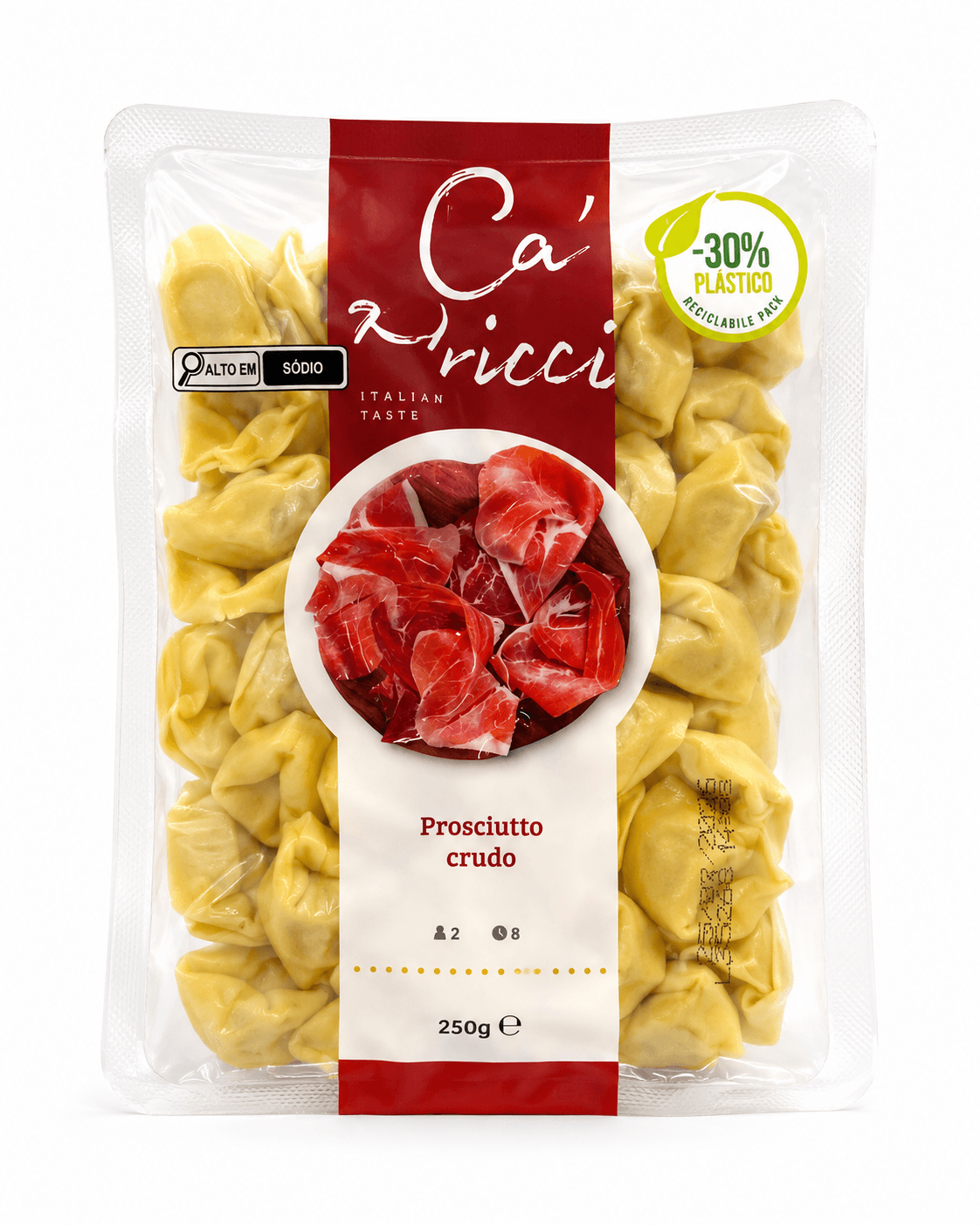 Tortelloni Italiano Recheado com Presunto Cru Parma 250g