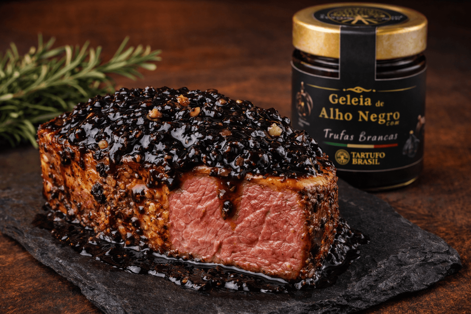 Kit Pastrami Bovino Defumado 1kg + Geleia de Alho Negro com Trufas Brancas