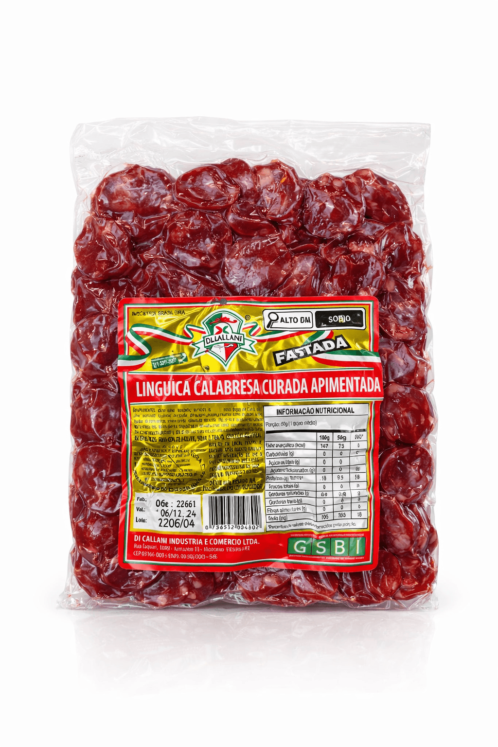 Linguiça Calabresa Curada No Tempo Artesanal Fatiada 250g Com Pimenta